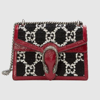 Gucci Dionysus GG Tweed Small Shoulder Bag White/Black
