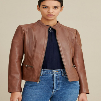 Caitlin Scuba Leather Jacket