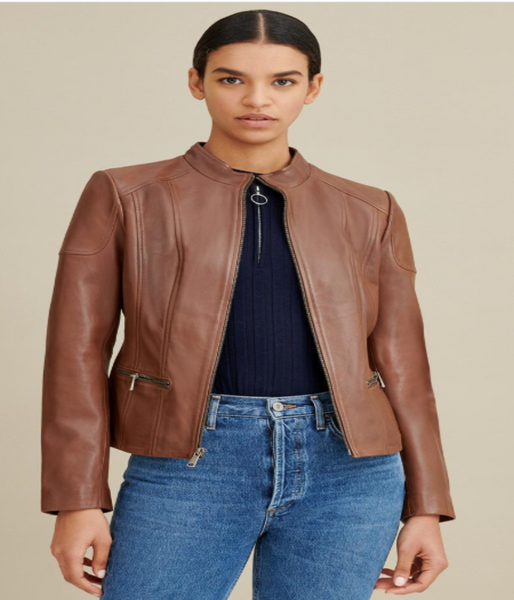 Caitlin Scuba Leather Jacket