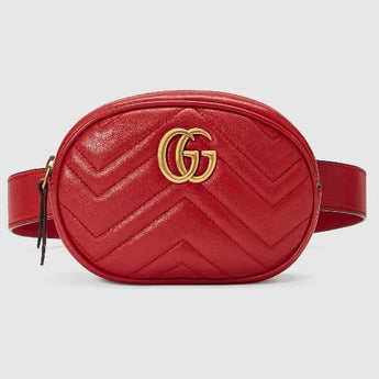 Gucci GG Marmont Matelassé Leather Belt Bag Hibiscus Red