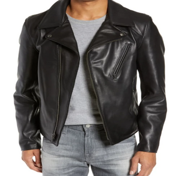 Waxy Cowhide Leather Moto Jacket