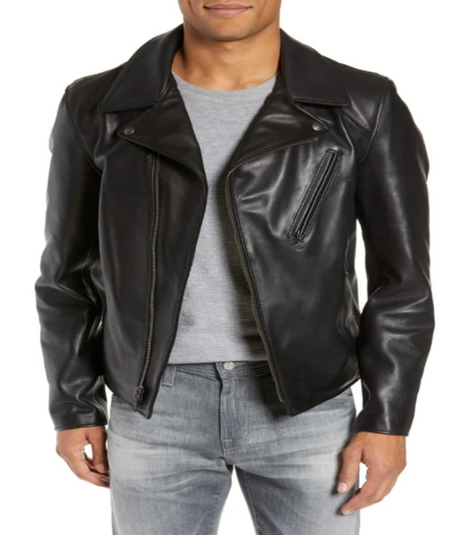 Waxy Cowhide Leather Moto Jacket