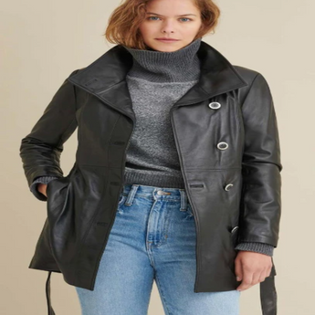 Victoria Belted Leather Jacket