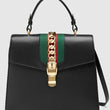 Gucci Sylvie Medium Top Handle Bag Black Leather