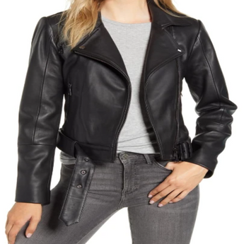Samma Belted Leather Biker Jacket