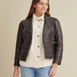 Knit Detail Leather Jacket