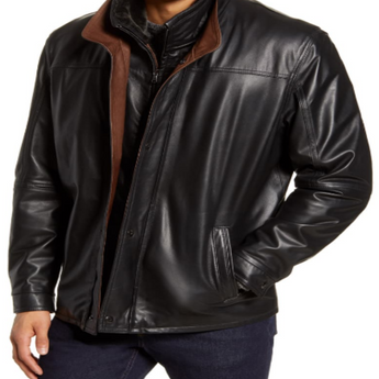 Leather Jacket with Removable Inset Bib