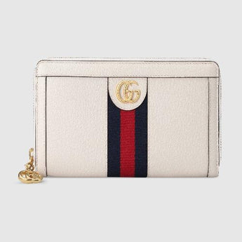 Gucci Ophidia Zip Around Wallet White Leather