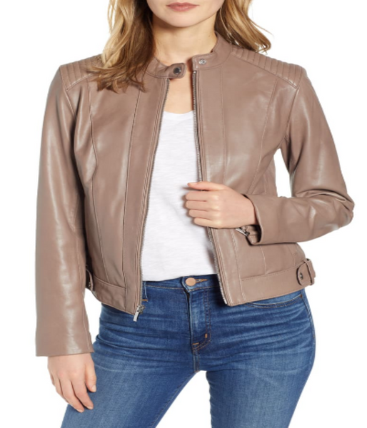 Cole Haan Leather Moto Jacket
