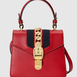 Gucci Sylvie Leather Mini Top Handle Hibiscus Red Bag