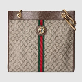 Gucci Exclusive Rajah GG Tote GG Supreme Beige Black