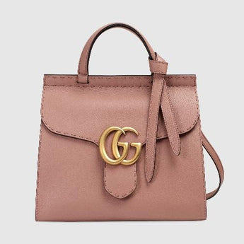 Gucci GG Marmont Small Top Handle Bag Lightweight Leather Dusty Pink