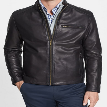 Lambskin Leather Moto Jacket