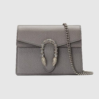 Gucci Dionysus Leather Super Mini Bag Grey