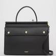 Burberry Small Leather Title Bag With Pocket Detail Black
