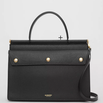 Burberry Small Leather Title Bag With Pocket Detail Black