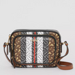 Burberry Monogram Stripe E-Canvas Camera Bag Bridle Brown
