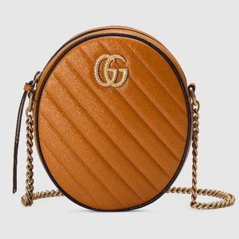 Gucci GG Marmont Mini Round Shoulder Bag Cognac