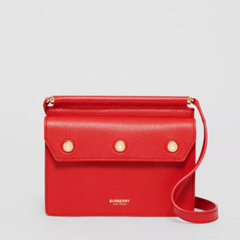 Burberry Small Leather Title Bag With Pocket Detail Red