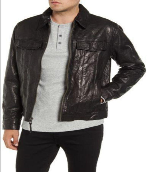 Classic Fit Leather Trucker Jacket