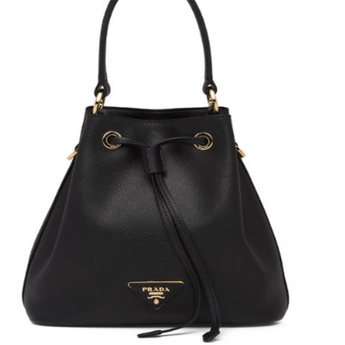 Prada Saffiano Leather Bucket Bag Black