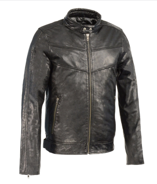 Leather Jacket with Side Buckles