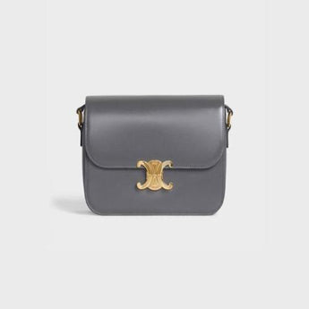 Celine Medium Triomphe Bag In Shiny Calfskin Grey