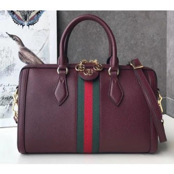 Gucci Ophidia Medium Top Handle Bag Burgundy