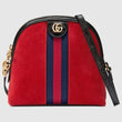 Gucci Ophidia Small Shoulder Bag In Hibiscus Red Suede