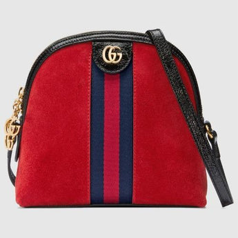 Gucci Ophidia Small Shoulder Bag In Hibiscus Red Suede