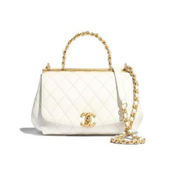 Chanel Small Flap Bag With Top Handle White
