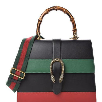 Gucci Dionysus Large Smooth Leather Bamboo Top Handle Bag Blue/Green/Red