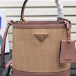 Prada Panier Medium Straw Bag Magnolia