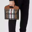 Burberry Mini Monogram Stripe E-Canvas Pocket Bag Bridle Brown