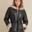 Plus Size Belted Leather Jacket