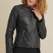 Leather Jacket with Side Stitching