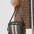 Burberry Monogram Stripe E-Canvas Camera Bag Bridle Brown