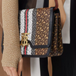 Burberry Medium Monogram Stripe E-Canvas TB Bag Bridle Brown