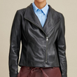 Asymmetrical Ribbed Leather Jacket