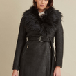 Veronica Belted Leather Faux Fur Coat