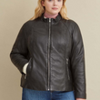 Plus Size Leather Scuba Jacket