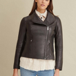 Knit Detail Leather Jacket