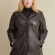 Plus Size Notch Collar Leather Jacket