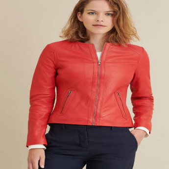 Leather Jacket with Side Stitching