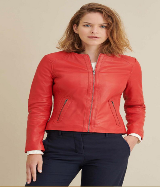 Leather Jacket with Side Stitching