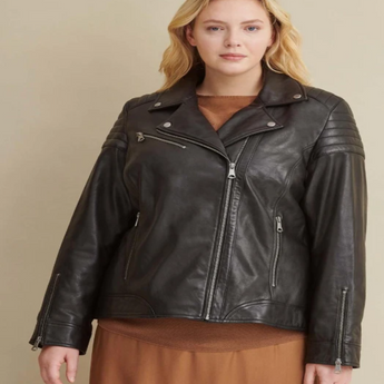 Plus Size Leather Moto Jacket