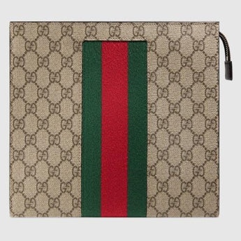 Gucci GG Supreme Web Pouch Beige/Ebony