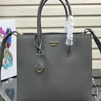 Prada Saffiano Leather Tote Large Gray