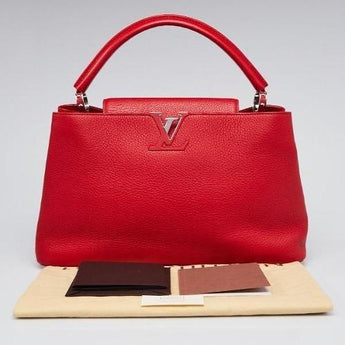 LV Capucines MM Taurillon Leather Bag Rubis