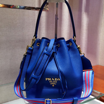Prada Leather Bucket Bag Blue